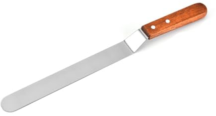 VUIUYOIES Spatule décalée pour glaçage des gâteaux conçue avec Manche en Bois spatule décalée à en Acier Inoxydable pour la décoration de gâteaux, Cimeterre 10po