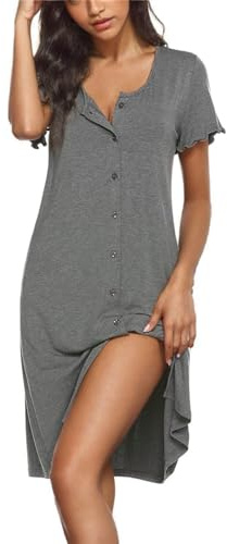 flintronic Camiseta de Dormir de Algodón para Mujer, Verano Manga Corta Camisón Mujer Talla Grande