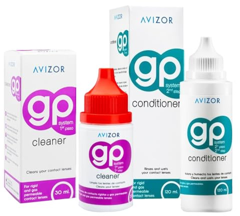 GP Cleaner 30 ml + GP Conditioner 120 ml - Pack Ahorro - Limpiador y Acondicionador Diario de Lentes de Contacto rígidas y gas-permeables | Desengrasante y Humectante | Kit Limpieza Completa