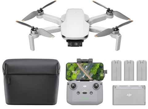 DJI Mini 4K Fly More Combo, Drone with 4K UHD Camera for Adults, Under 249 g, 3-Axis Gimbal Stabilization, 10km Video Transmission, Auto Return, 3 Batteries for 93-Min Max Flight Time, QuickShots