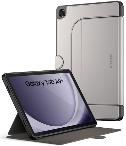 Poetic Explorer Space Gray Tablet Case for Samsung Galaxy Tab A9+ Plus 2023, Magnetic Fidget Mount, Adjustable Stand, Folio Stand Case