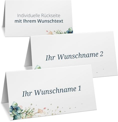 10 PERSONALISIERTE Tischkarten mit verschiedenen Gäste-Namen | Kärtchen zur Hochzeit Geburtstag Kommunion Konfirmation Taufe Namenskarte Platzkarte Design 16