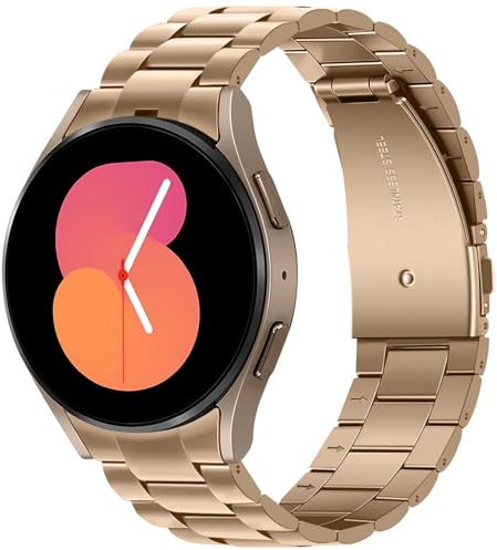 Anlinser No Gap Straps Compatible with Samsung Galaxy Watch 7/6 - 20mm Metal Band, Rose Gold