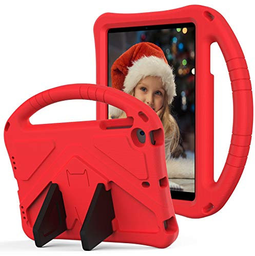 Schutzhülle Kinderhülle, kompatibel mit iPad mini 1/mini2/mini3/mini4/mini 5 Tablet-Hülle, sturzsicher, stoßfest, schützender Griff, Ständerabdeckung mit Schultergurt Hüllenabdeckung(Color:Red)