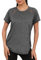 Gyabnw Gym Tops Women Workout Yoga Running Top Quick Dry Sports T-Shirt Ladies Crew Neck Short Sleeve Tee Shirts Dark Grey