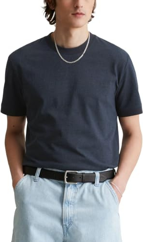 Marc O'Polo Denim Herren T-Shirt aus Bio-Baumwolle mit Rundhalsausschnitt, Blau (Dark Blue Multi 01), XXL