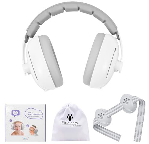 YAZOMA Cuffie antirumore 2 in 1 per bambini da 0 a 18 mesi, per dormire e viaggiare, certificazione CE UKCA, bianco