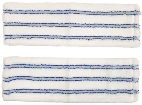 Lot de 2 Housses Plates Microfibres Grattantes, Dimension 44 cm x 14 cm, pour Balai Professionnel Type combiné