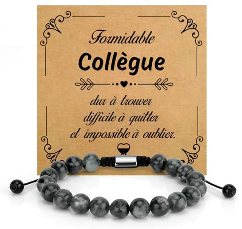 Idee Cadeau Collegue de Travail Homme Cadeau Départ Collègue Bracelet Pierre Naturelle Cadeau Retraite Cadeaux pour Collègues Cadeaux Collegues de Travail Cadeau Bureau Collegue Noel Anniversaire