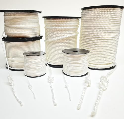 Polyester 8 Strand Cord 100mt Reel Starter Rope 1.5mm 2mm 3mm 4mm 5mm 6mm White (3mm)