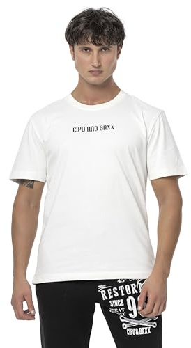 Cipo & Baxx Herren T-Shirt Freizeit Sommer T-Shirt CT787 Ecru XXL