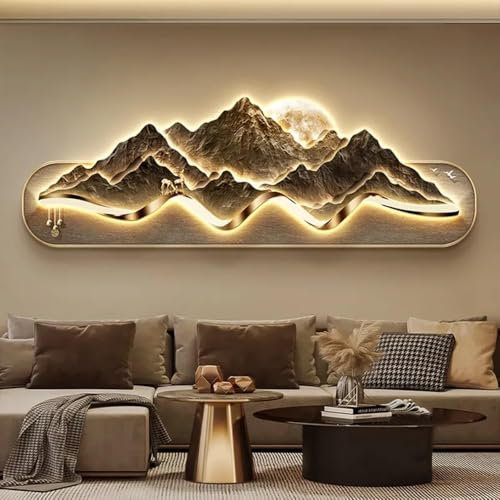 MESCXTY Peinture Murale Lumineuse,Vision 3D,Sculpture Murale à Brancher,Tableau décoratif LED en Relief pour Couloir d'entrée de Salon (C,100 x 35 cm)