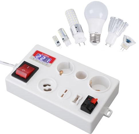 YUEHISY LED -Spannungstester, Multifunktionale Stromleistung Messung mit LED -Anzeige für B22 E14 E27 GU10 G4 Bis G12 G9 LAMP -Basis (EU-Stecker 85-265V)