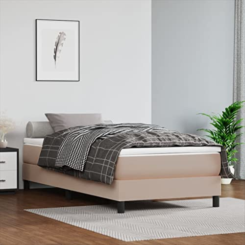 Qnhdfrt 90x200cm Box Spring Bed with Pocket Spring Mattress, Brown