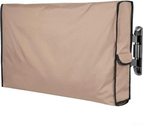 FACULX 210D Waterproof Outdoor TV Cover, Dustproof Patio Television Protector with Remote Pocket, Fits Flat Screen TVs on Single or Double Wall Mounts(86.36x12.7x53.34cm)