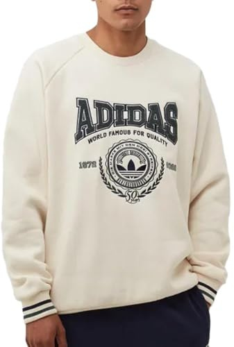 adidas Felpa da uomo in pile beige, beige, S