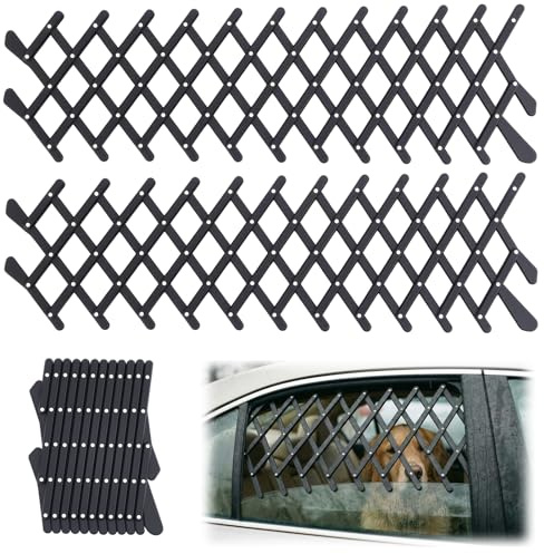 Sunnymove 2 puertas extensibles para ventana de coche, camión, ventana de coche, perro, cachorro, rejilla de ventilación de malla, malla de ventilación, valla telescópica para camiones, SUV