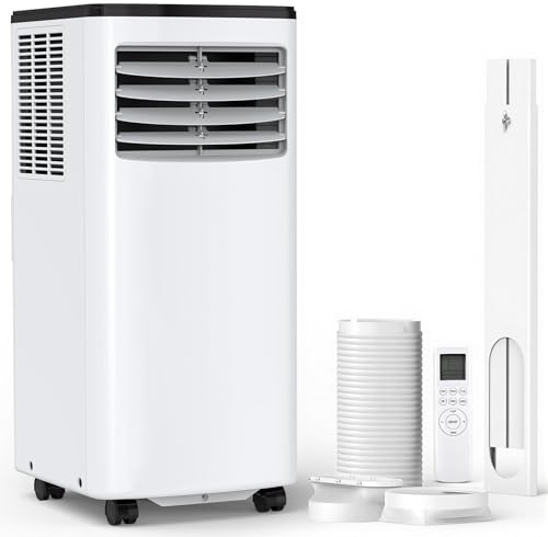 Electactic 5000 BTU AC Aire acondicionado portátil 3 en 1 con deshumidificador y ventilador de refrigeración, mando a distancia, indicador LED, modo de suspensión, silencioso, temporizador de 24 horas