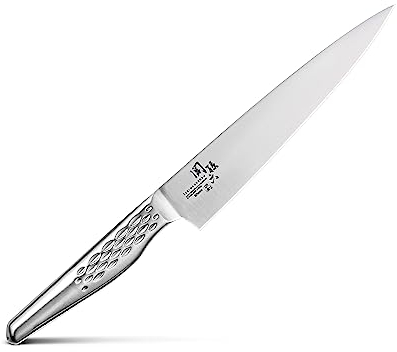 KAI Seki Magoroku Shoso Couteau Utilitaire 15,0 cm - Acier Inoxydable 5CR15MoV 56 (±1) HRC - Meulage Convexe - Manche en Acier Inoxydable 18-8 avec Motif en Diamant - Fabriqué au Japon