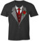 MoonWorks Herren T-Shirt Anzug Schlips Krawatte aufgedruckt Fun-Shirt anthrazit L