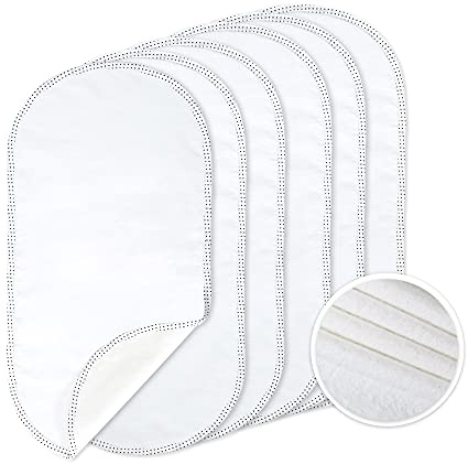 TILLYOU Waterproof Changing Pad Liners 6 Pack, 100% Cotton Reusable Cloth Diaper Liners, White