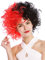 WIG ME UP - 91344-P103+PC13 Perücke Damen Herren Verrückt Wilde Locken Volumen Rot Schwarz Hälften