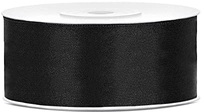DaLoKu Satinband 6/12/25/38/50/100mm x 25m Geschenkband Schleifenband, Größe: 25mm x 25m, Farbe: Schwarz
