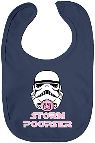Shirtstreet Geschenk zur Geburt Lätzchen Baumwolle Baby Bib Jungen Mädchen Mädchen - Stormpoopser 2, Größe: onesize,Nautical Navy