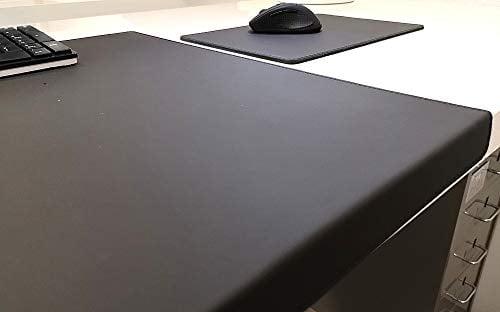 Gewinkelte Schreibtischunterlage mit Kantenschutz + Mousepad Echt Leder Schwarz 90 x 47cm Echt Rindsleder glatt