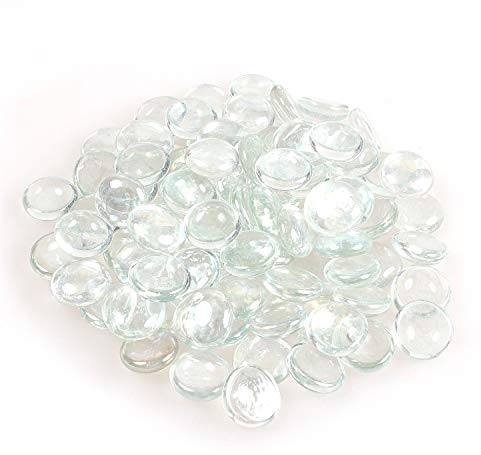 Glänzender, reflektierender Feuerglas-Kies, Feuersteine oder Perlen für Feuerstellen, Aquarien, Sukkulenten oder als Gartendekoration, 17-19 mm, 335 g. kristall