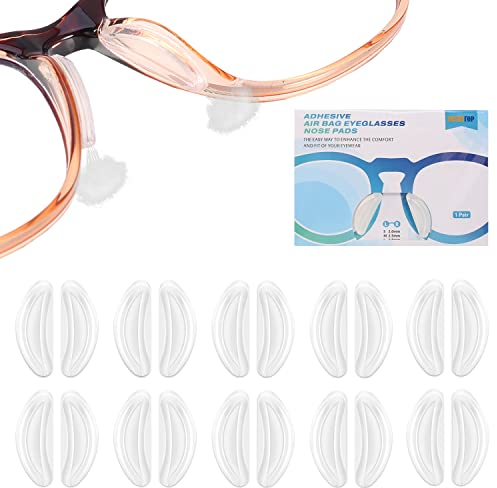 SMARTTOP Eyeglasses Air Bag Stick on Silicone Nose Pads-Updated two holes Eyeglasses Nose Pads for Plastic frame-For Sunglasses anti-slip-Glasses repair kits for Man and Women-10PAIRS (Crystal, 2.8mm)