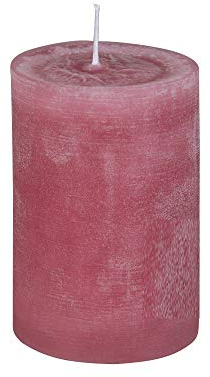 Rustic Stumpenkerze Stumpen Kerzen durchgefärbt Pastell Rosa, Altrosa 10 x 6 cm, 1 Stück