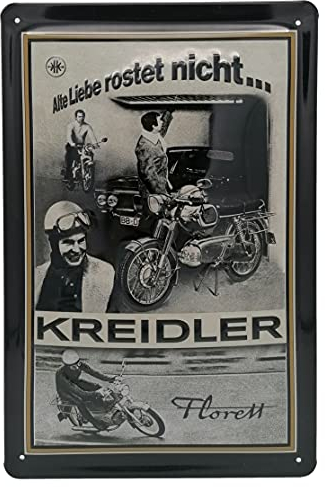 30 x 20 cm Retro Blechschild passend für Kreidler Florett Moped, Motorrad Fans, Deko Werkstatt, Garagen Schild, geprägtes Stahlblech