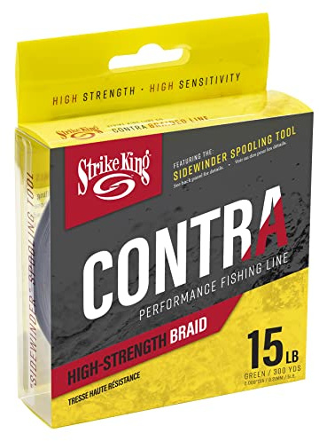 Strike King Contra Braid Performance Fishing Line, 300-Yards, Zero Stretch, 15-Pound, Green