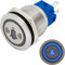 Lumonic Pulsante piatto in acciaio inox diametro 19mm I Con un LED a campana in colore blu Dimensioni: 2,8x0,5mm Pin 250V 3A I Antivandalo secondo sta