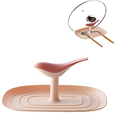 NIDA kitchen Pot lid holder, spoon rest, multifunctional tray, brush tray, stand, utensils, tray for pot lid, bird (pink)