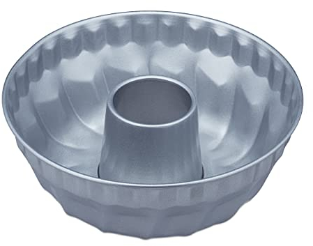 Relaxdays Gugelhupfform, Marmor- und Rührkuchen, antihaftbeschichtet, Ø 25 cm, runde Napfkuchenform, Carbonstahl, silber, 9.5 x 25.5 x 25.5 cm