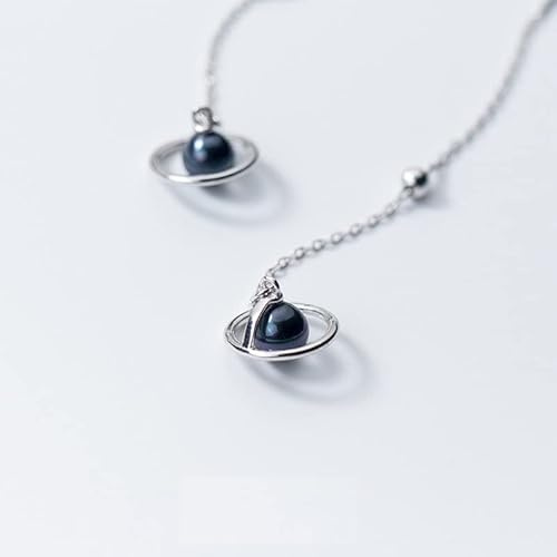 LOKILOKI Planet Ohrhänger Mit Charm 925 Sterling Silber Saturn Lange Quaste Ohrringe Für Damen Herren Unisex Schmuck