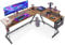 ODK Gaming Tisch, Gaming Schreibtisch Eckschreibtisch für Gamer, Schreibtisch L Form mit Monitorständer für Büro (Vintage Braun, 167 x 120 cm)