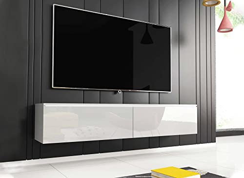 DecoInParis Meuble TV Contemporain laqué avec LED 2 Portes Malorie - 180 cm