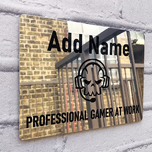 ShopQuality4U Personalised Game Metal Mirror Gamer Sign - Customised Printed Wall Art Plaque A3 Pro Gamer