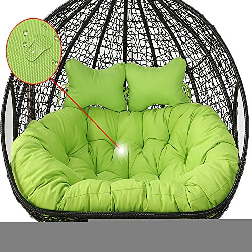 Green 2 Seater Egg Chair Swing Cushion Outdoor - Waterproof and Sun-Resistant Replacement for 2 Persons Wicker Swing Chair - Washable Thick Large Hammock Chair Cushion for Comfortable Lounging