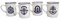 BUSDUGA 4311 4er Set Kaffeetassen Anker, Leuchtturm + Kompass, Trinkbecher maritim aus Steingut blau weiß