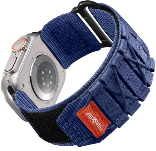 Bandletic Kompatibel mit Apple Watch Armband Ultra/Ultra 2 49mm 45mm 44mm 42mm, Sportarmband Nylon Geflochtenes Loop Band für iWatch Ultra/Ultra 2/SE/Series 9 8 7 6 5 4 3 2 1, L-Blau