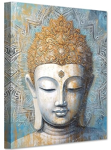 LZIMU Zen Buddha Bild auf Leinwand Mandala Blumenblüten Leinwandbild für Spa Yoga Meditation spiritueller Raum Gerahmt (1, 30.00x45.00cms)