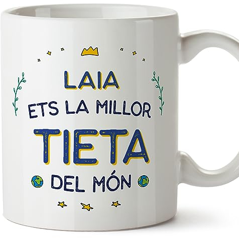 MUGFFINS Tazas Personalizadas para TÍA - En Catalán - Millor del Món - 11 oz / 330 ml - Regalo personalizable original y divertido