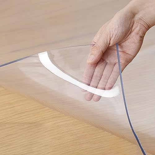 Nappe PVC Transparente Rectangle/carré/Protection de Table Crystal Nappe Transparente avec revêtement Brillant Film Transparent Tapis de Sol Table Basse étanche Nappe (50x50cm,Transparent 1.5MM)