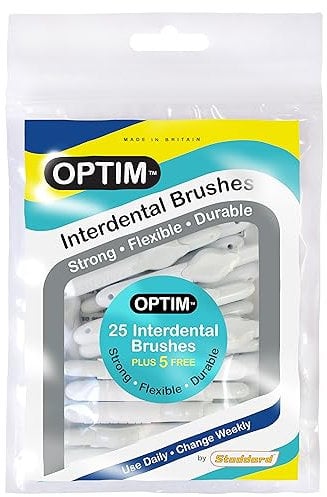 OPTIM 0.60mm White Standard Interdental Brush - Pack of 25 Brushes Plus 5 Free
