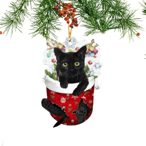 JINGAN Decorazioni per L'Albero di Natale del Gatto | Ornamenti Unici e per Gatti di Natale per Albero,Ornamenti Colorati per Gatti da Interni per la Decorazione 'Albero di Natale