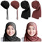 Bunnycool 4-teiliges Hijab-Schals und Unterkappen-Set für Damen, aus solidem Chiffon, langer Schal, weicher Wickelschal, muslimische innere Hijab-Mützen, Schwarz, Kaffee, Einheitsgröße